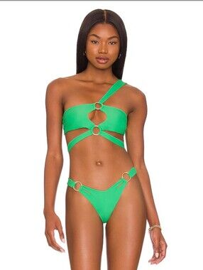 Camila Coelho Bright Green Ring-Detail Bikini